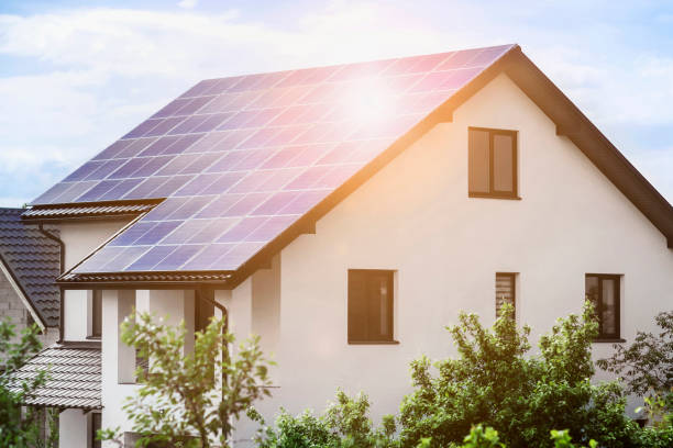 istock Solar Panels Roof Modern House 2155258396