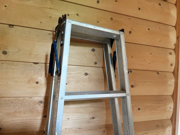 istock A stepladder leaning against a wooden wall 2155260347