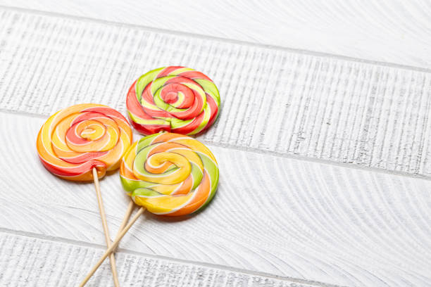Colorful spiral lollipop isolated on white background