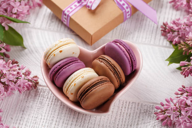 istock Colorful macaroons, arranged in a delightful display of vibrant hues 2155261133
