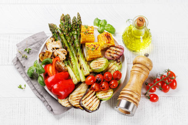 istock Assorted grilled vegetables on a plate, showcasing a colorful and healthy meal 2155269627