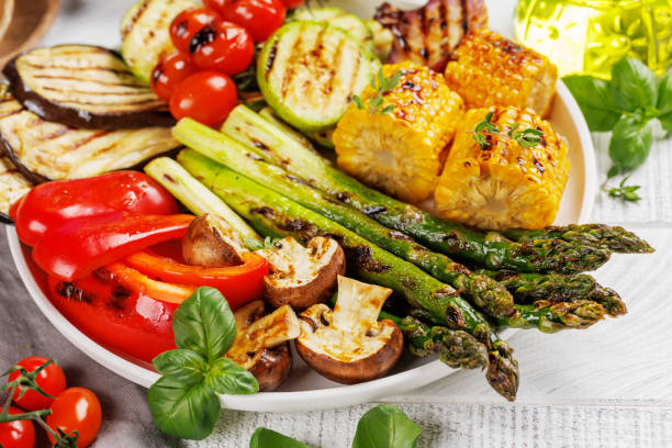 istock Assorted grilled vegetables on a plate, showcasing a colorful meal 2155269648