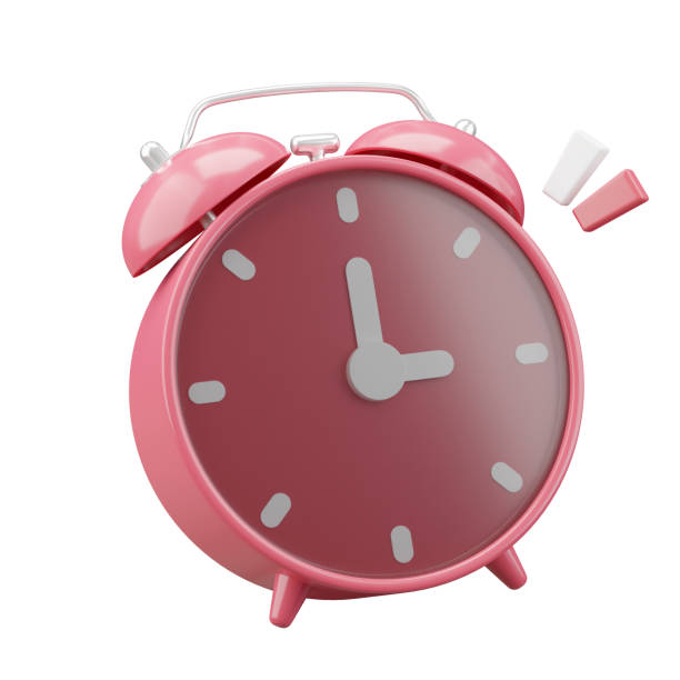 istock A pink alarm clock isolated on white background. 2155269775