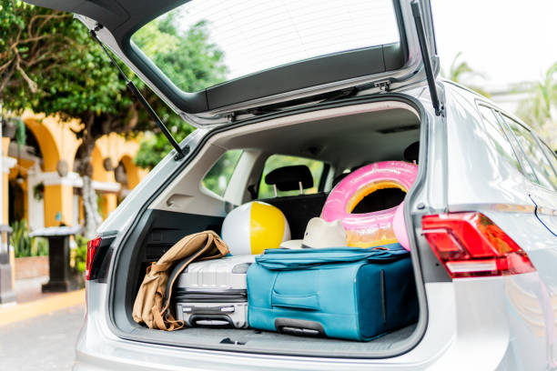 Car trunk with luggage and bags