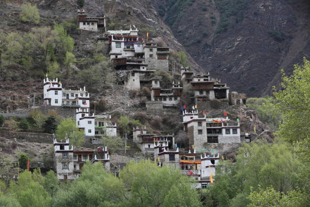 istock Village and river at the mountain foot 2155281353