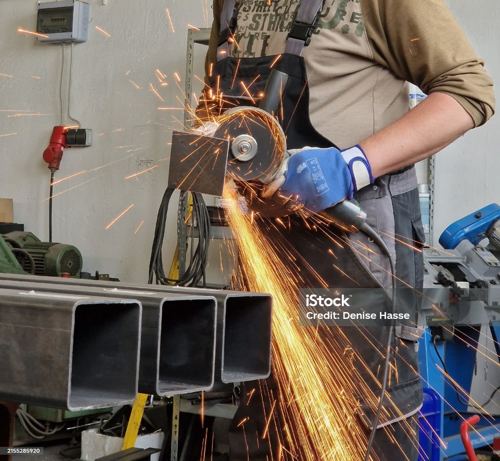 Cut Off Work Metalworker Working With A Cutoff Machine Stock Photo - Download Image ...