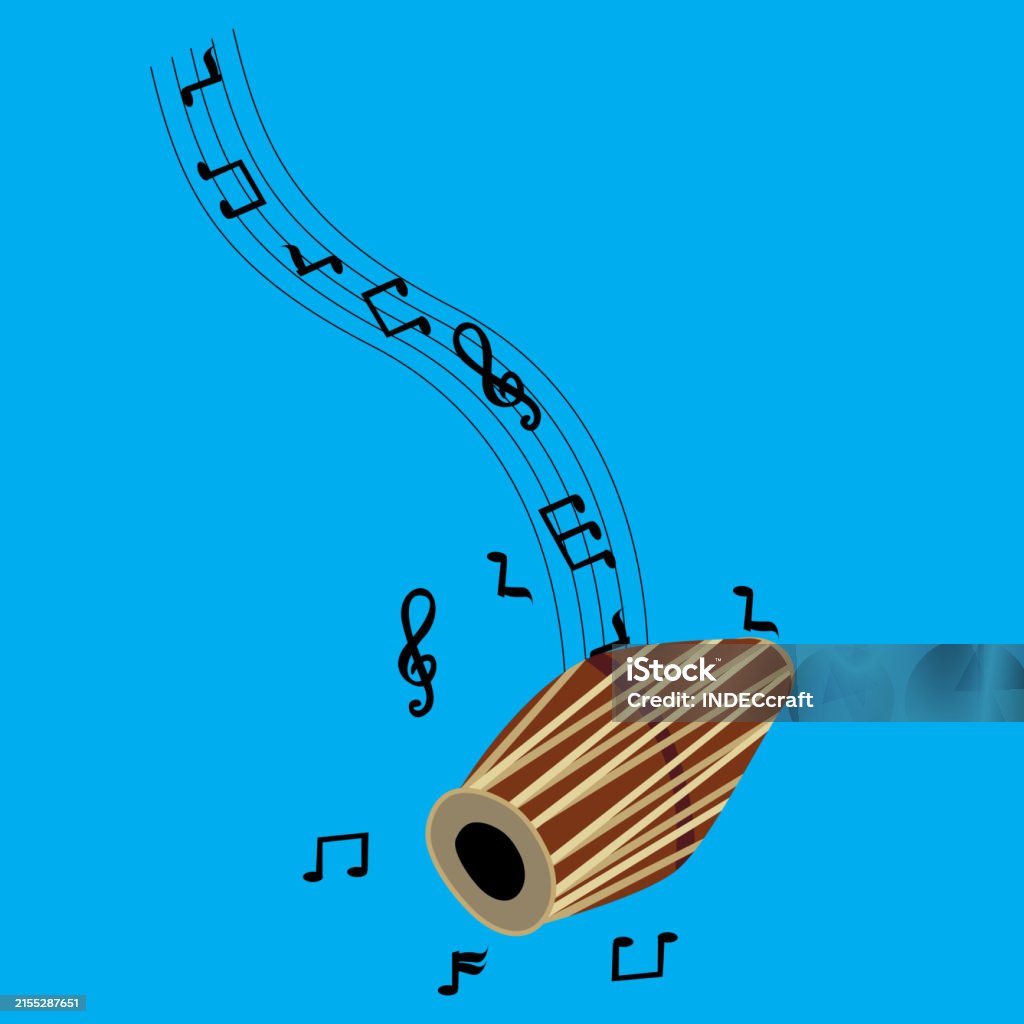 Khal Instrument Khol Instrument With Musical Notes Stock Illustration - Download Image ...