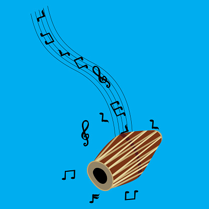 Khal Instrument Khol Instrument With Musical Notes Stock Illustration - Download Image ...