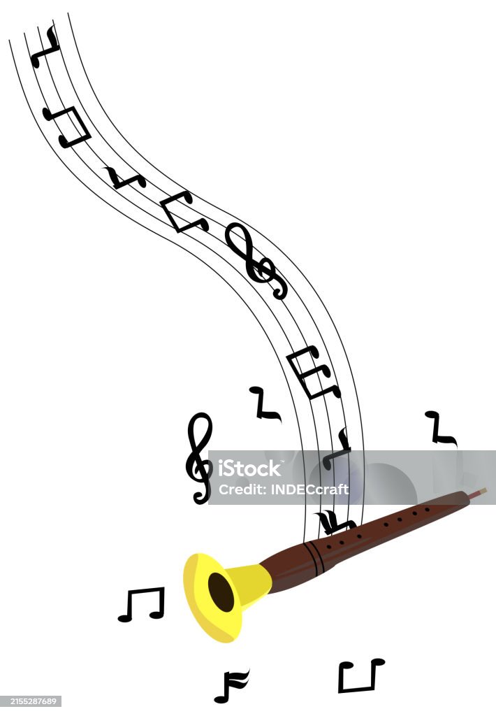 Shehnai Instrument Vector Shehnai Instrument With Musical Notes Stock Illustration - Download ...