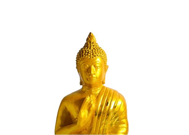 Golden Thai Amulet buddha statue's hand. Buddhism concept