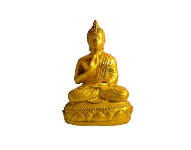 istock Golden Thai Amulet buddha statue's hand. Buddhism concept 2155290326