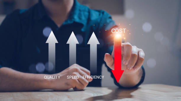 istock Cost reduction concept. Increase quality, speed, efficiency, and Optimization for products or services to improve company performance. Successful corporate strategy and management. Effective business 2155301500