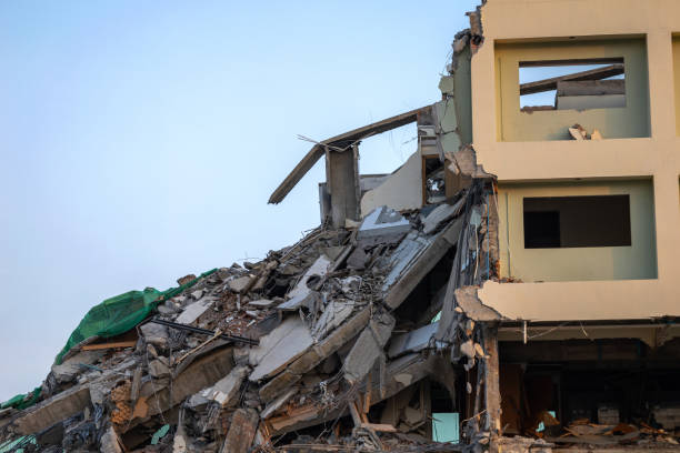 istock Ruins of a collapsed building. 2155304003