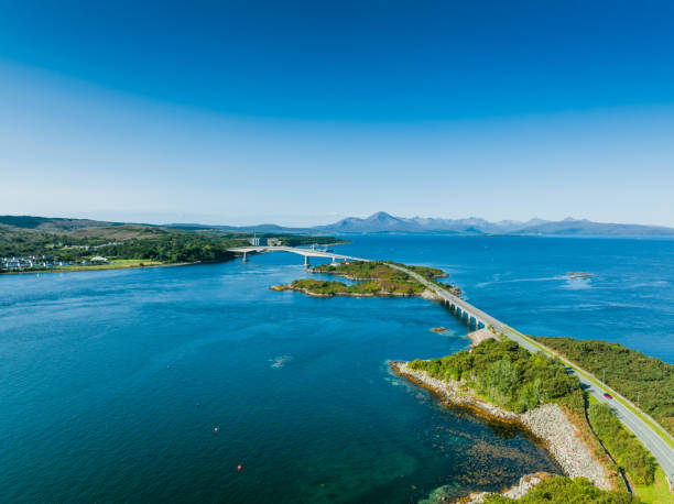 istock Drone view of Skye Bridge at Isle of Skye - Scotland 2155306367