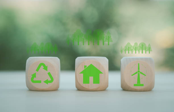 istock environment Earth concept. Net zero greenhouse gas emissions target. Climate neutral long term strategy. wooden cubes with decarbonization icon and green icon. Green banner. 2155307733
