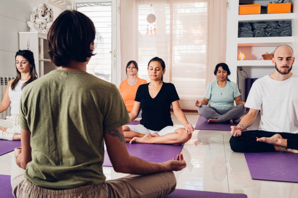 istock Group of people in a yoga class. 2155309925