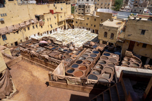 istock houwara Tannery in Fez, Iconic Traditional Leather Dyeing Site 2155310664