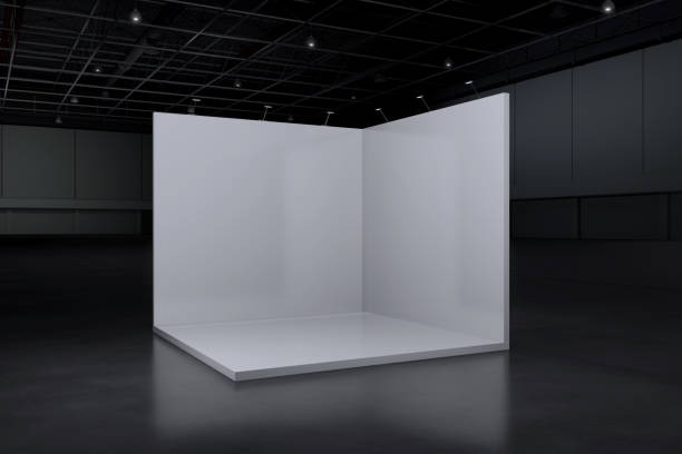 istock Exhibition stand for mockup and Corporate identity,Display design.Empty booth Design.Retail booth elements in Exhibition hall.booth Design trade show.Blank Booth system of Graphic Resources.3d Background for online Event,conference,live.3d render. 2155310727