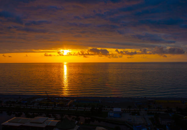 Sunset in city Batumi in Georgia
