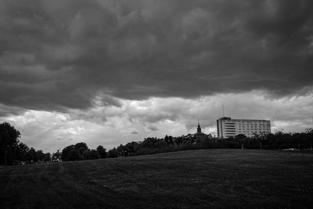 istock Heavy dark clouds above the field 2155316290