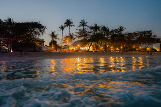 Idyllic beach resort on Krabi, Thailand at night