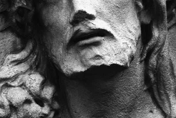 istock Fragment of an ancient statue of Jesus hrist 2155322538