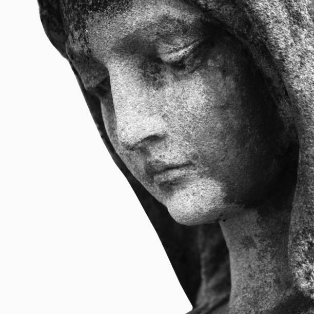 istock Statue of Virgin Mary. Black and white image. 2155322569