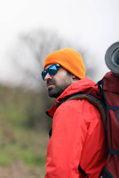 Solo hiking adventure in the mountains