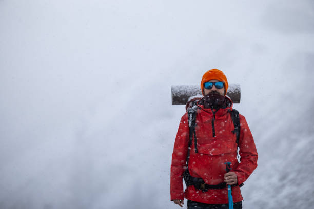 Solo hiking adventure in the mountains