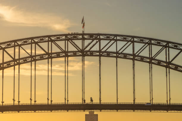 Awesome sunset with the famous Harbour Bridge as primordial subject, in Sydney, New South Wales, Australia.