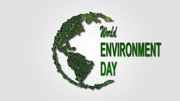 istock Only One Earth, World Environment day concept 3d design. Happy Environment day, 05 June. World map with Environment day text 3d background illustration. 2155328599