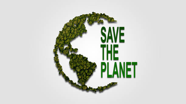 istock Save our planet. Earth day 3d concept background. Ecology concept. Design with 3d globe map drawing and leaves isolated on white background. 2155328602