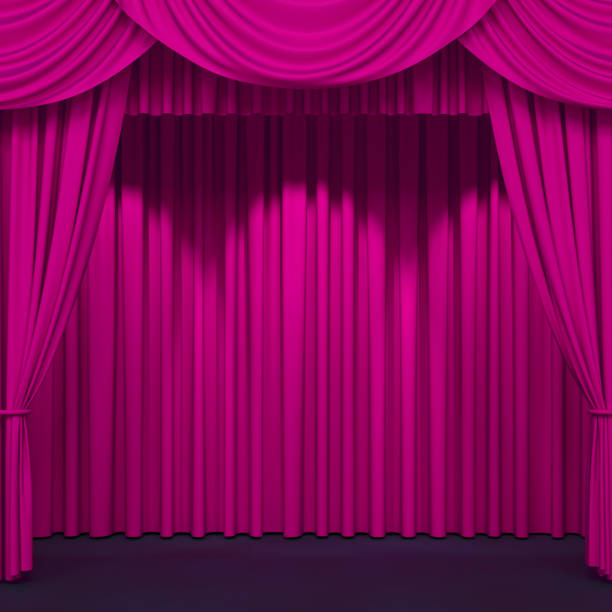 istock Luxury stage or windows curtains, realistic 3D illustration 2155330549