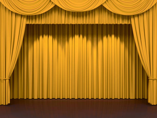 istock Luxury stage or windows curtains, realistic 3D illustration 2155330560