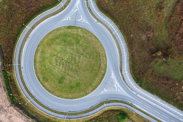 istock Circular asphalt road . Aerial   view 2155336399