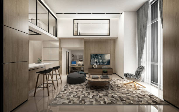 istock 3d render of loft apartment interior 2155340786