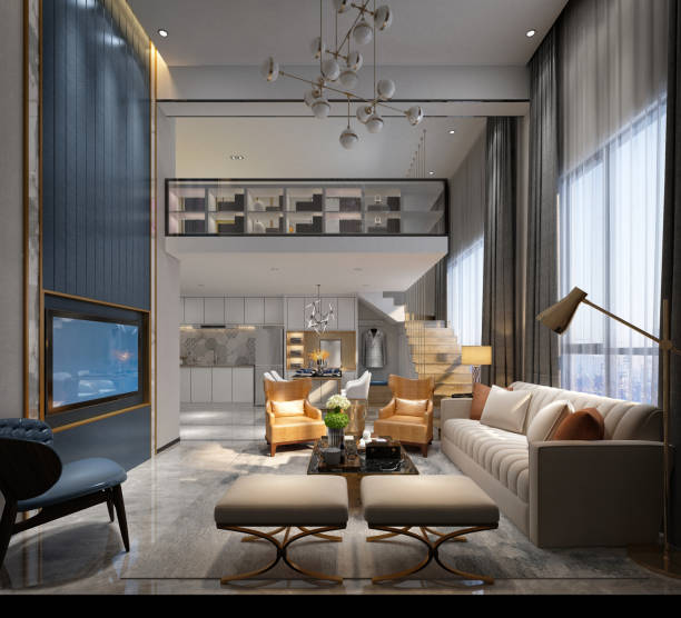istock 3d render of loft apartment interior 2155340819