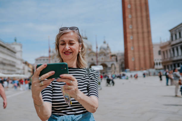 istock Smiling tourist in Venice 2155346520