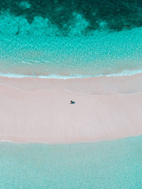 istock Travel vacation background, white sand beach turquoise water, tropical Paradise 2155362689