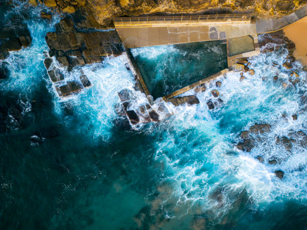 Avalon rock pool sits on a bed of broken rock