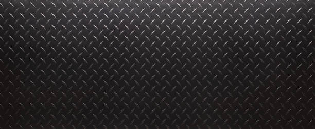 metal texture with diamond print. steel plate, dark gray background.