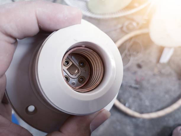 istock Close up the lamp fitting for industrial or home lighting installation. 2155371272