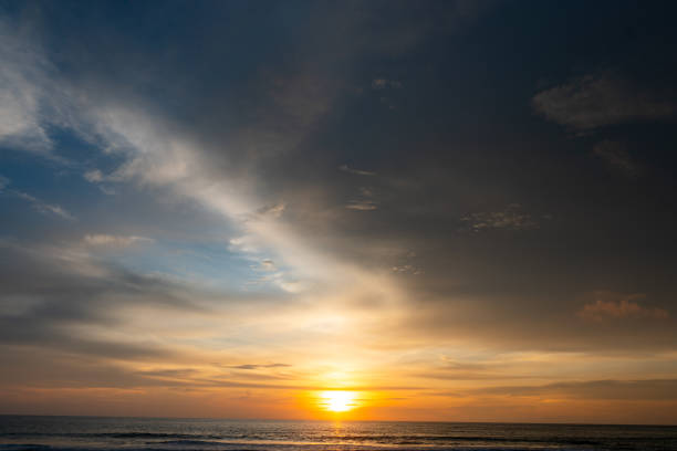istock ocean with orange sky during sunset, for background purpose 2155381331