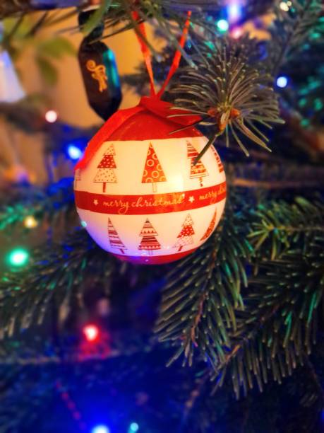 istock Red and white christmas ball christmas tree decoration 2155381598