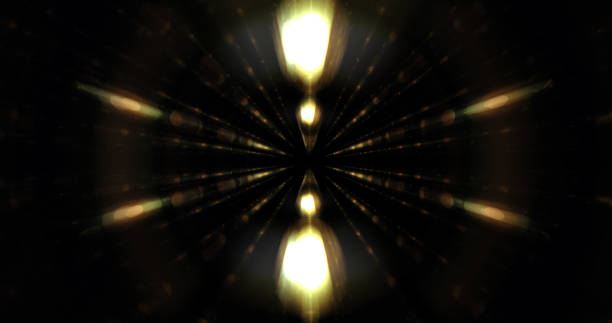 A blurry image of a digital tunnel with yellow lights