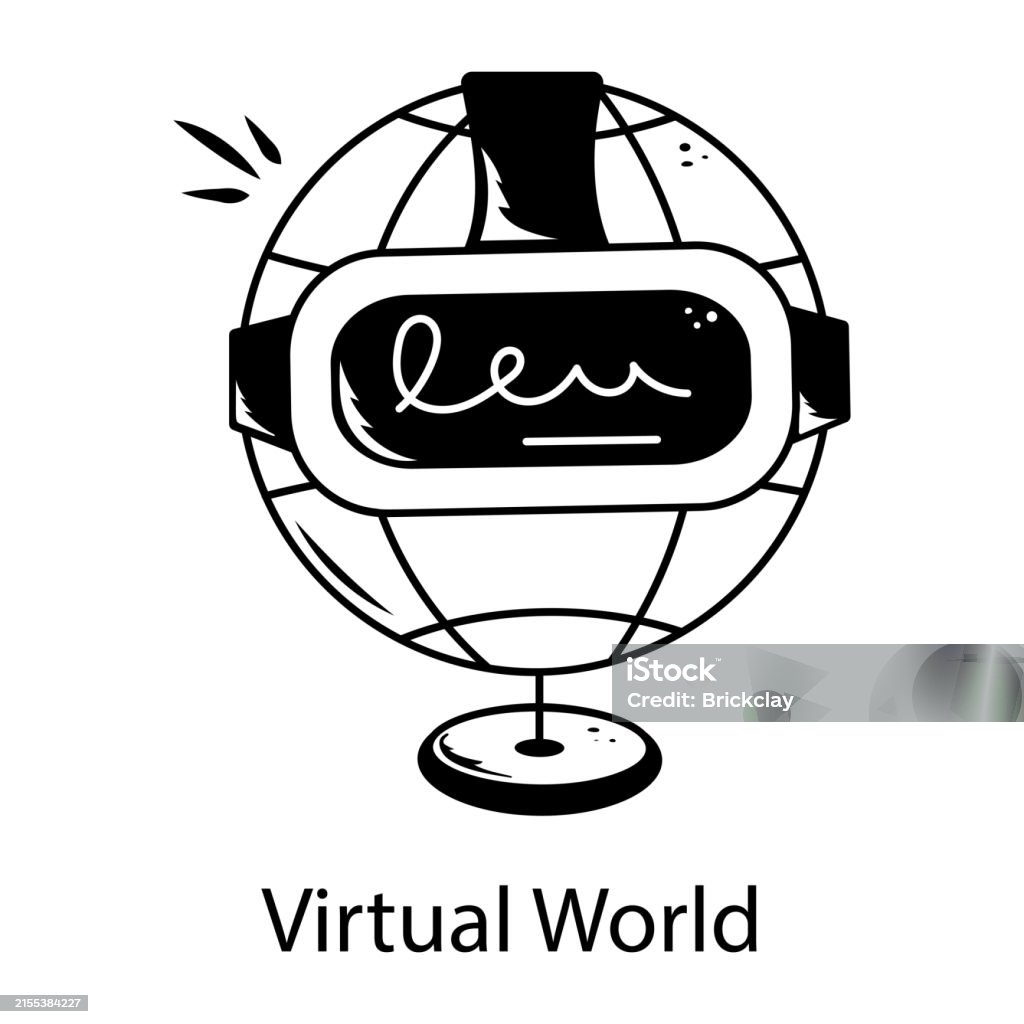 Virtual World Stock Illustration - Download Image Now - Doodle, Global ...