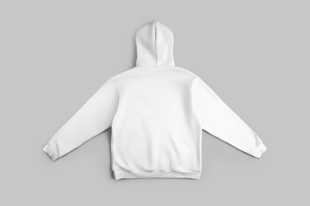 istock Mockup of white oversized hoodie, back view, hooded sweatshirt unfolded, isolated on background. 2155384614