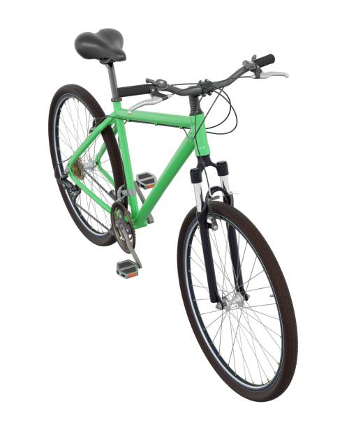 istock Green bicycle, side top view isolated on white background, 3D illustration 2155391741
