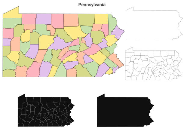 Map Outline And Counties State Map Outline And Counties State Map Set