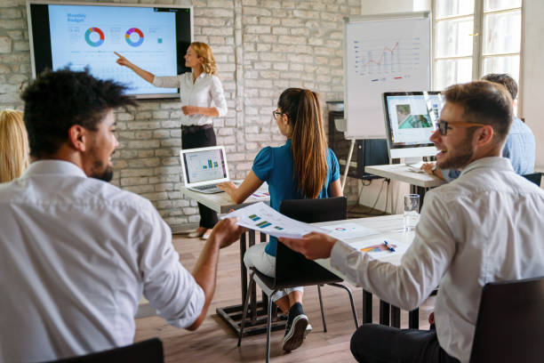 istock Diverse business people in office during brainstorming while discussing new ideas for new project 2155396759